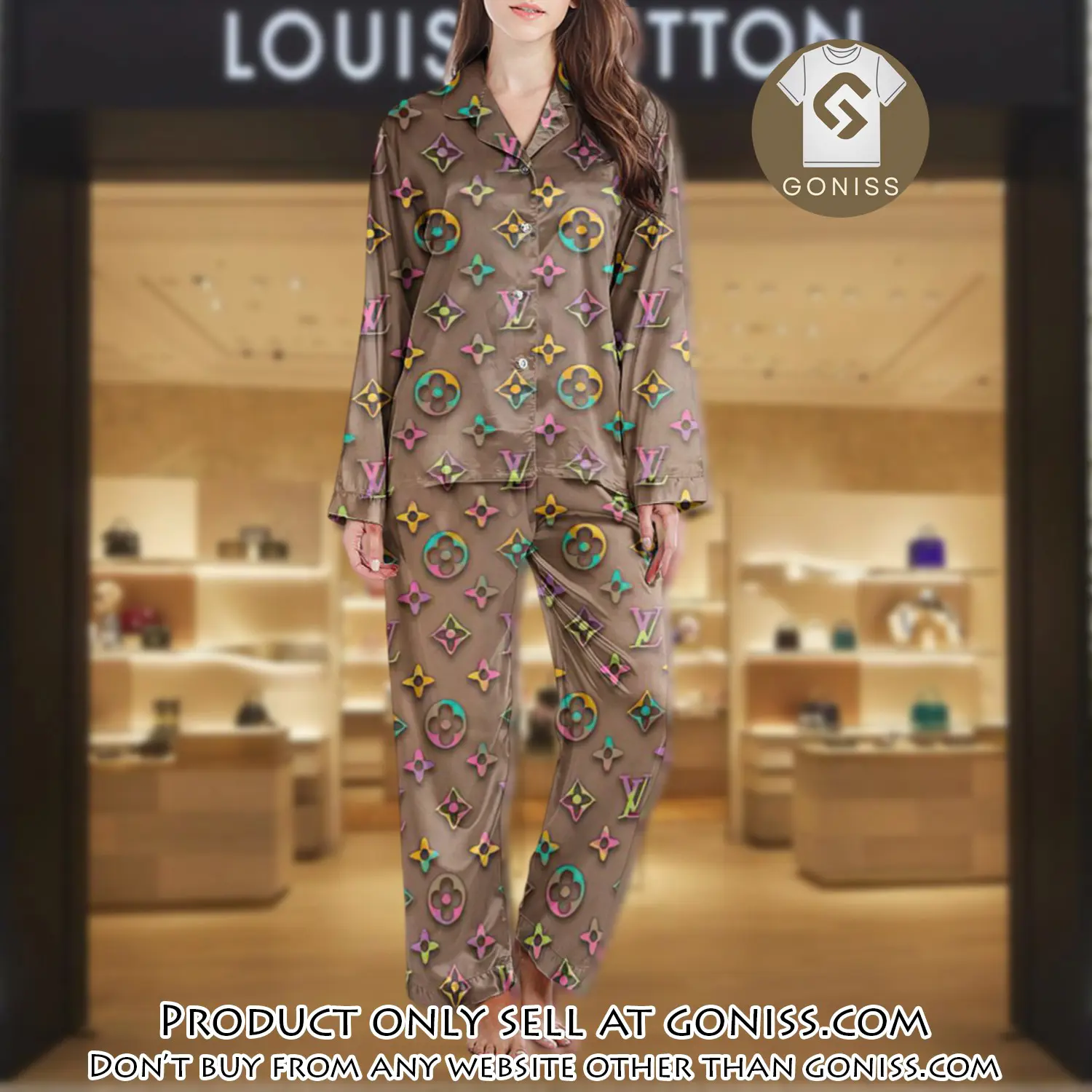 Lv monogram long satin pajama set pjs1003 gn1212613